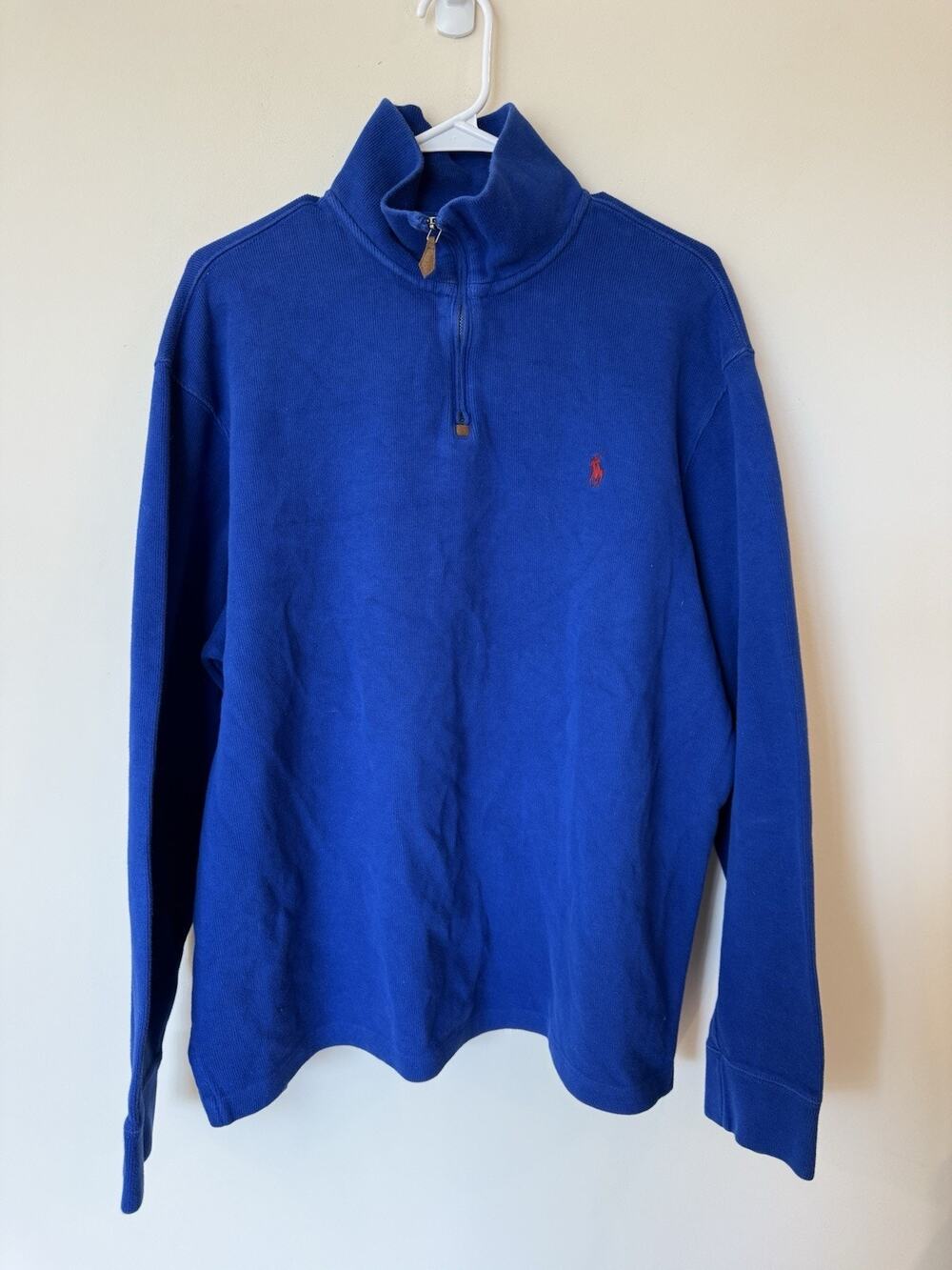 Polo Ralph Lauren Estate Rib 1/4 Zip Sweater Mens XL Blue Cotton Classic Y2K